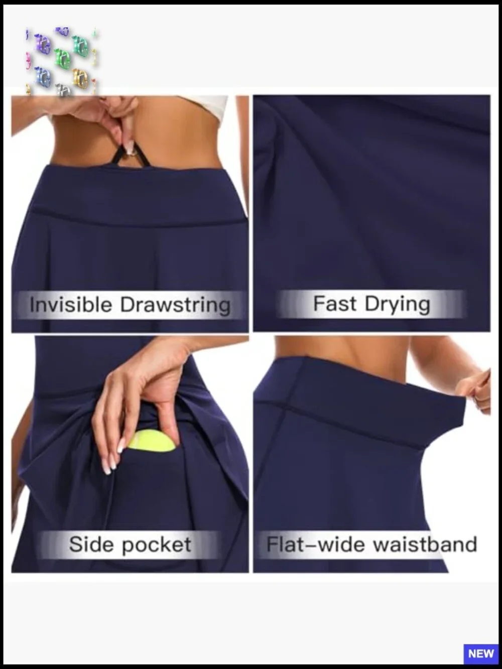 Tennis Skirted Leggings Women Athletic Skort with Capri Length Pockets